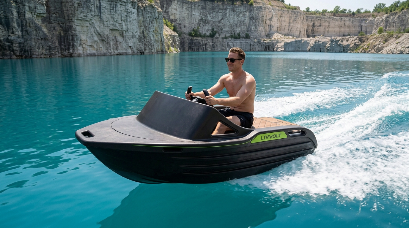 Two LIVVOLT Kart Boats on water