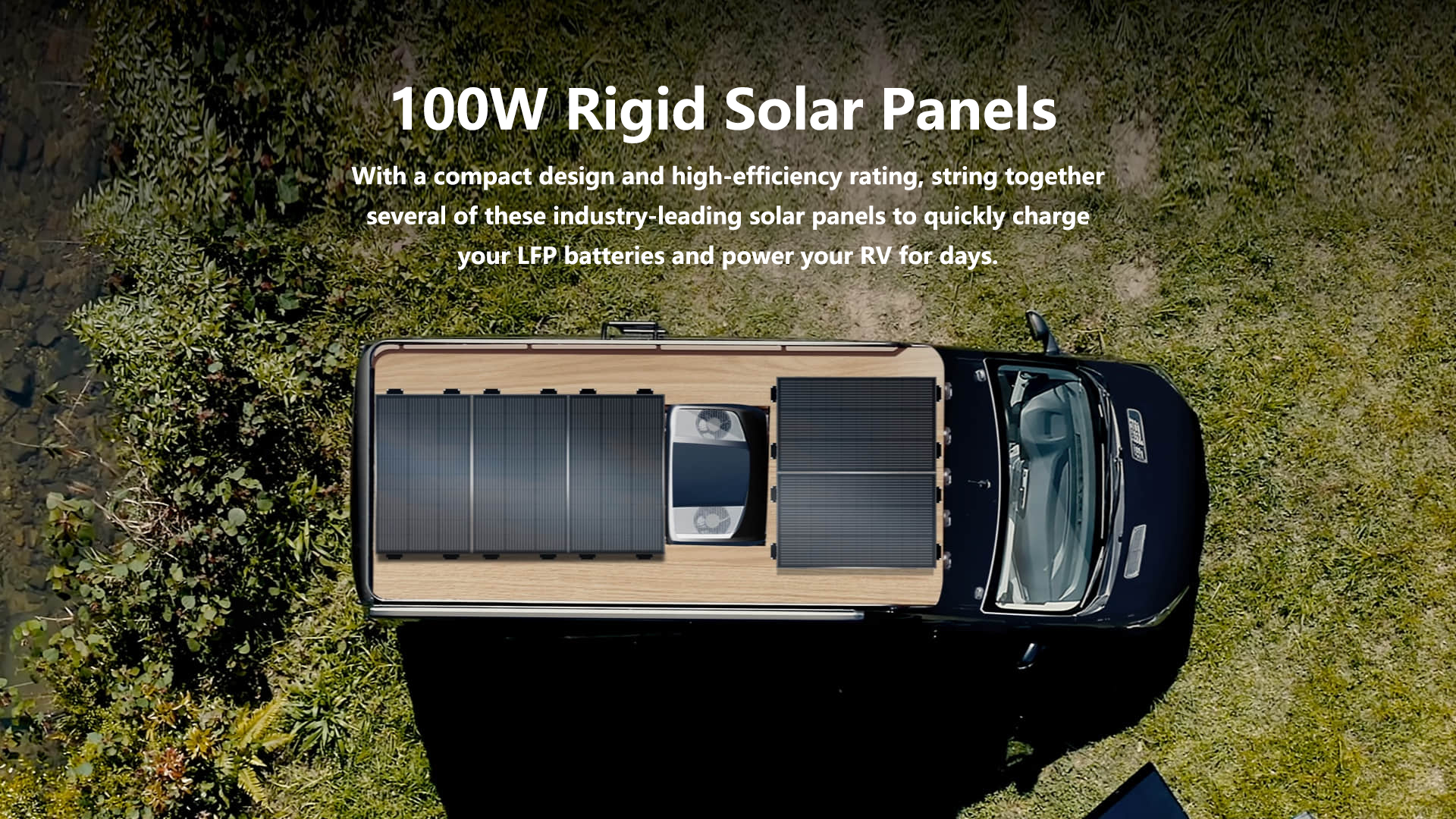 EcoFlow 100W Rigid Solar Panels installed on RV roof